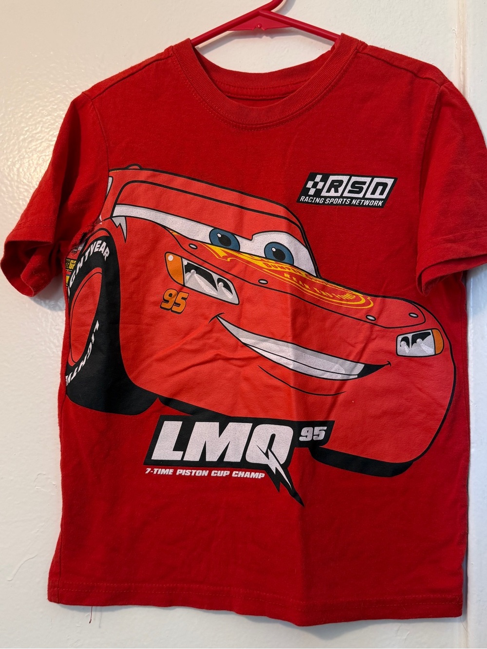 Disney Pixar Cars Lightning McQueen Graphic Tee Kids Size 7 Red LMQ 95 T-Shirt